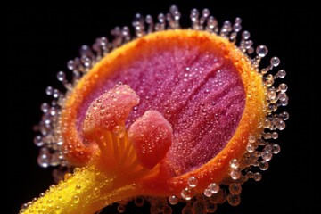 Wall Mural - vibrant pollen grains on a flower stamen