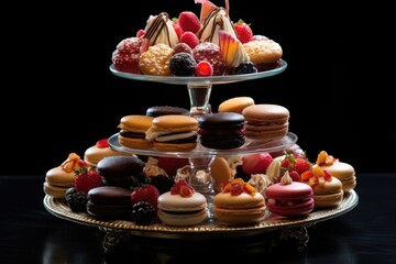 Wall Mural - assorted pastries displayed on a cake stand