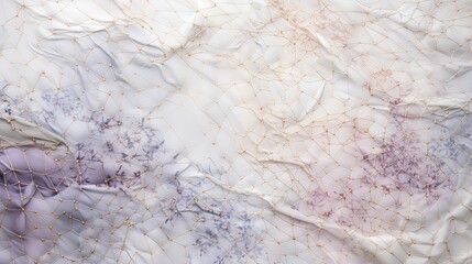  a white and purple fabric with a net design on it.  generative ai