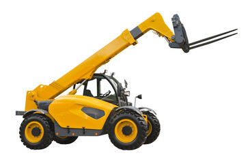 A telescopic handler, also called a telehandler