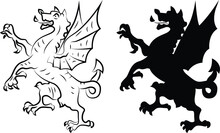 Dragon Crest. Heraldic Dragon. Dragon Coat Of Arms. Dragon Shield Emblem.