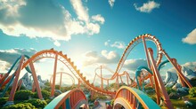 Roller Coaster On Amusement Park