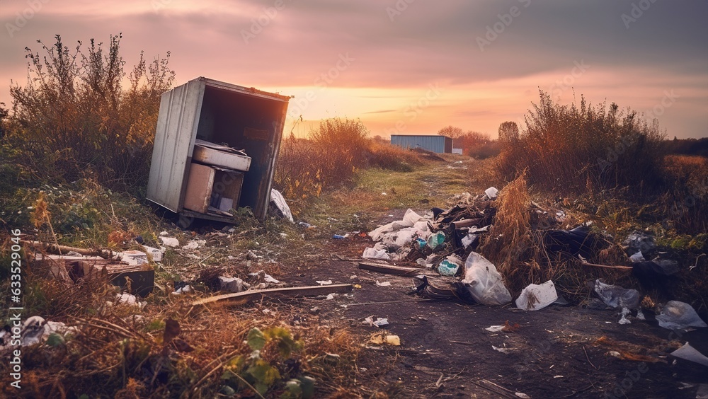 Illegal dumping of rubbish in natural environment. Fly tipping, bad ...