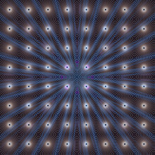 Quadratische Fläche Mit 49 Sich Wiederholenden Sonnenmotiven Mit Blauen Konzentrischen Strahlen, Modern Art