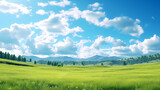 Fototapeta Natura - Nature beauty blue sky and green landscape background