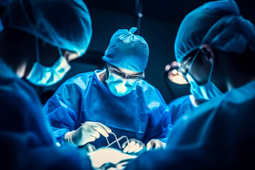 Wall Mural - Group of surgeons in hospital operating theater, Team of Surgeons Operating