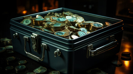 Wall Mural - gold coins in the metal jar.