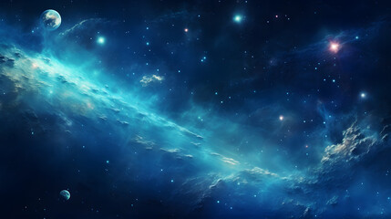Wall Mural - 360 degree projection space background with nebula and stars