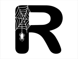 Canvas Print - Halloween Spider Alphabet Letter R Illustration