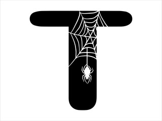 Canvas Print - Halloween Spider Alphabet Letter T Illustration
