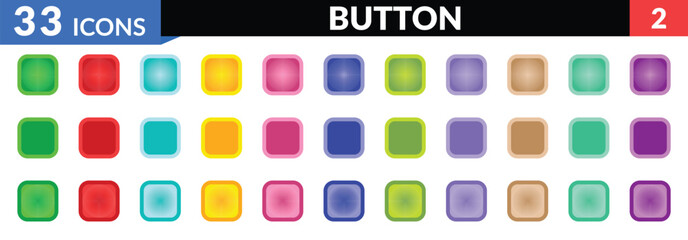 Colorful square blank button collection. Square design colorful empty button EPS10 - Vector.