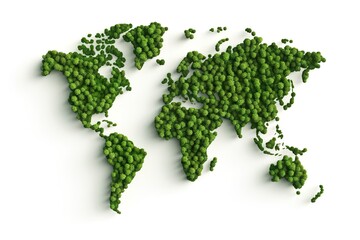 world map green grass surface isolated on a white background. generative ai