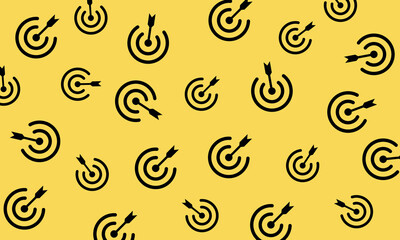 Target icons seamless pattern on yellow background. Vector ilustration