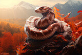 Fototapeta Dziecięca - Snakes with nature background style with autum