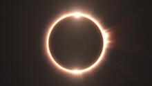 Solar Eclipse, Ring Of Fire Formed Between Sun Behind The Moon. Seamless Loop