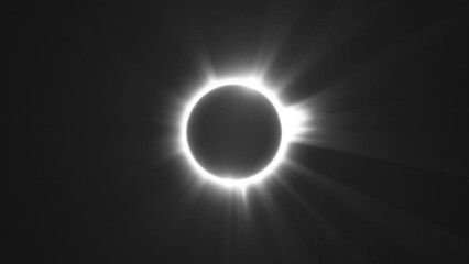 sun, moon and earth aligned for total solar eclipse. seamless loop