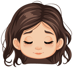 Sticker - Girl Closing Eyes in Vector Illustration