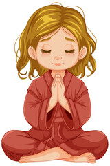 Sticker - Young Girl Praying in Meditation