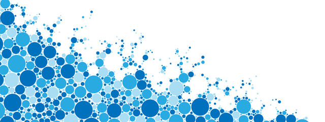 Wall Mural - Abstract blue dot background frame. Texture of circles, spheres, balls, particles. The pattern of a chaotic grid. Banner for website, business, presentations, technology, medicine. Vector illustration