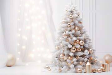 Decorated Christmas tree on blurred background