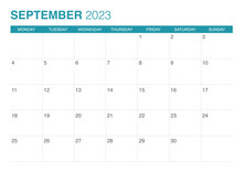 2023 September Calendar Start On Monday