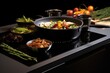 wok on modern induction cooktop, sleek design