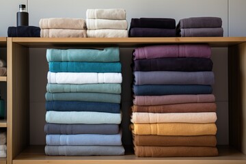 Wall Mural - clean towels stacked neatly on a shelf