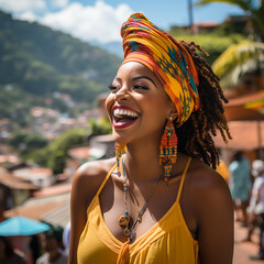 Canvas Print - Laughing black young woman