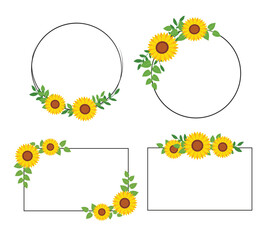 Wall Mural - sunflower border frame background. sunflower template invitation greeting card.