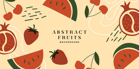 Red Modern Abstract Fruit Illustration Background