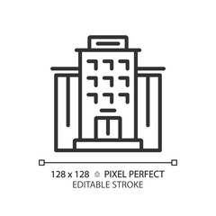 Wall Mural - 2D pixel perfect editable black apartment icon, isolated vector, building thin line illustration.