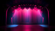Empty burlesque stage or podium for dance with pink curtain. Copy space. Luxury design. Generative AI