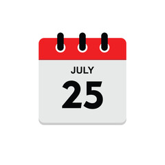 calender icon, 25 july icon with white background