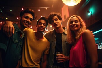 Canvas Print - shot of a group of friends hanging out at a nightclub