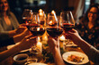 © AI_images - Group of people toasting wine during a dinner party