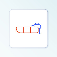 Sticker - Line Inflatable boat with outboard motor icon isolated on white background. Colorful outline concept. Vector