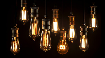 Set of retro lamps of Edisson. 