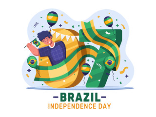 vector illustration brazil's independence day on september 7th with a joyful people is holding the b