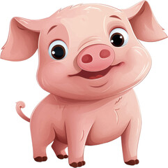 Wall Mural - cartoon pig on white background