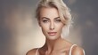Blonde woman with amazing skin and perfect complexion in a beauty spa