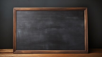 Canvas Print - Dirty black chalkboard on desk in classroom