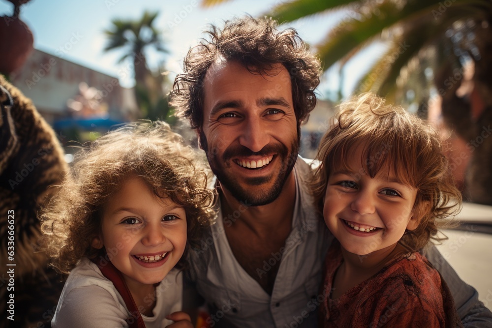 Father And His Family Enjoying A Day At Zoo, Generative AI Stock Photo ...