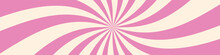 Girly Pink Radial Background With Retro Vibes. Spiral Pattern Complemented By Comic Candy And Pop Aesthetics. Flat Vector Illustration Isolated On White Background.