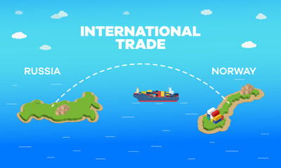 Norway and Russia international trade relation. Vector illustration design