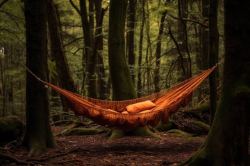 Wall Mural - hammock strung between trees in a forest