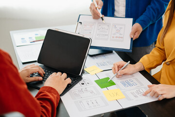 Wall Mural - ux graphic designer planning application process development prototype wireframe for web smart phone