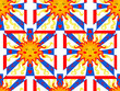 Trendy pattern tile majolica with sun face symbol. Colorful ethnic round ornamental mandala. Vector illustration