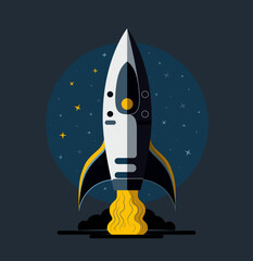 Wall Mural - A rocket takes off into space