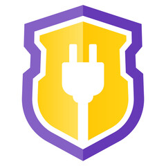 Sticker - electric plug with shield icon