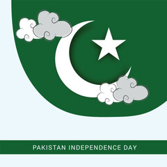 Wall Mural - Vector illustration of a Background for Pakistan Independence Day.